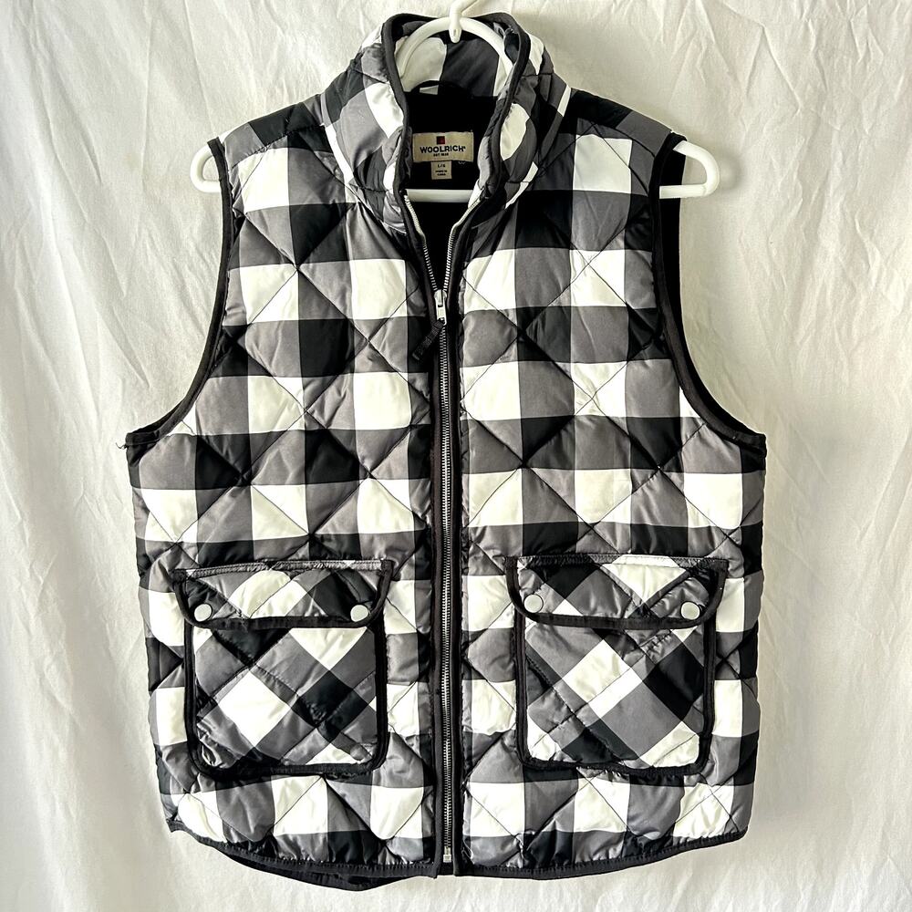 Woolrich Duck Down Insulated Quilted Puffer Vest Jacket Womens L Zip Winter Ski